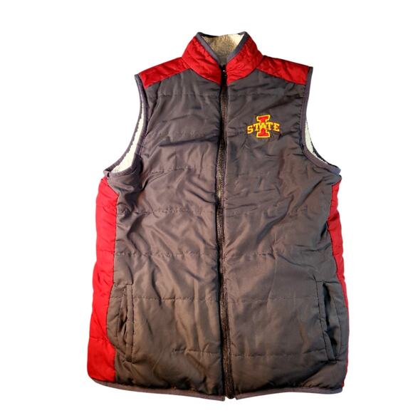 Iowa State Cyclones Reversible Sherpa Lined Puffer Vest Gray/ Red Embroidered M? - Picture 3 of 8